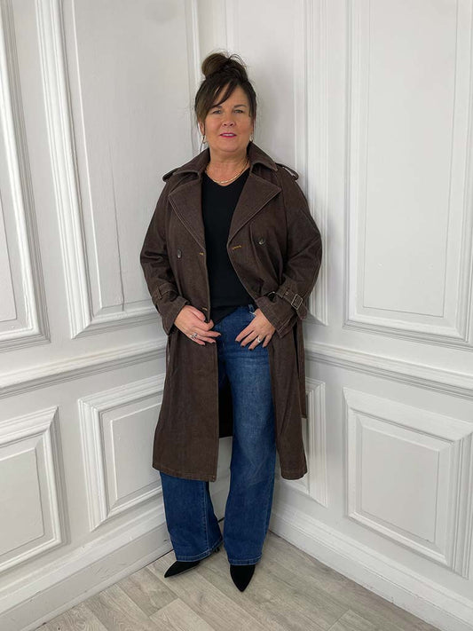 Chocolate Denim Trench Coat