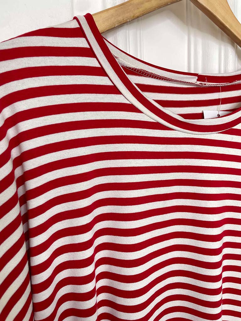 Striped Basic Jersey Top - Red