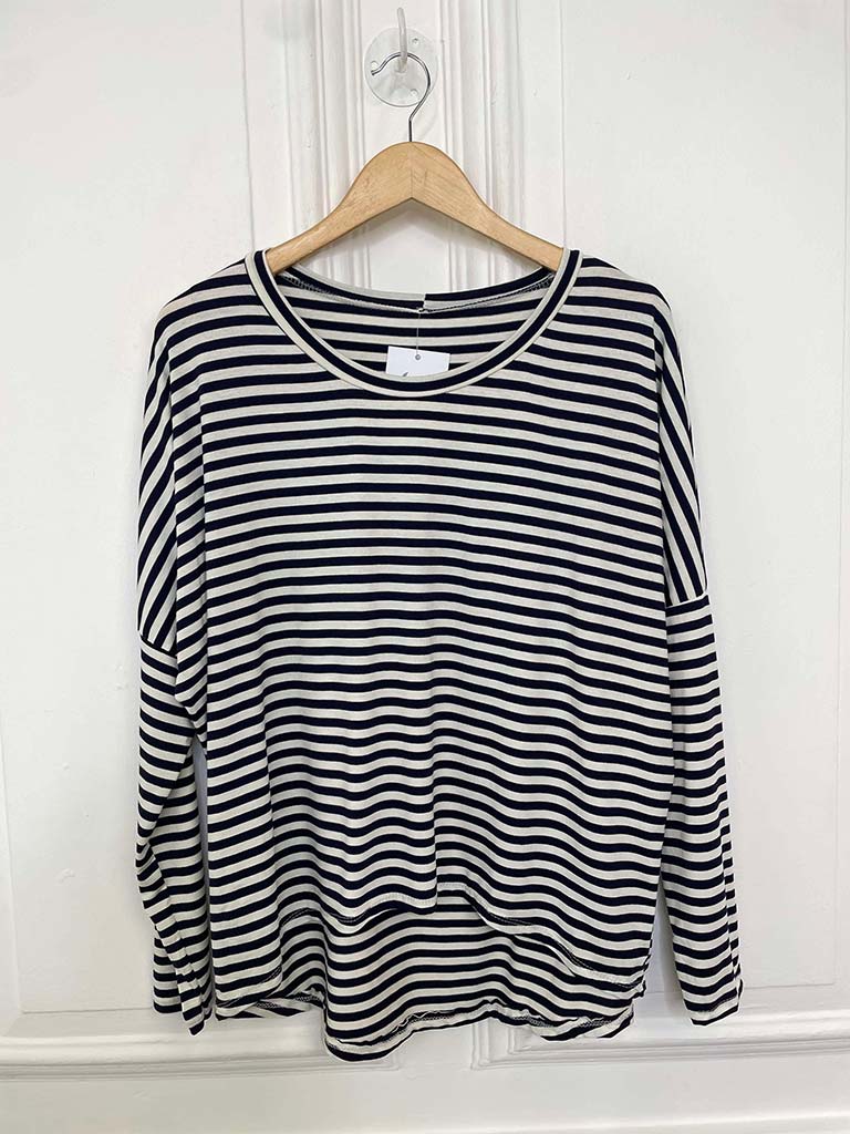 Striped Basic Jersey Top - Black