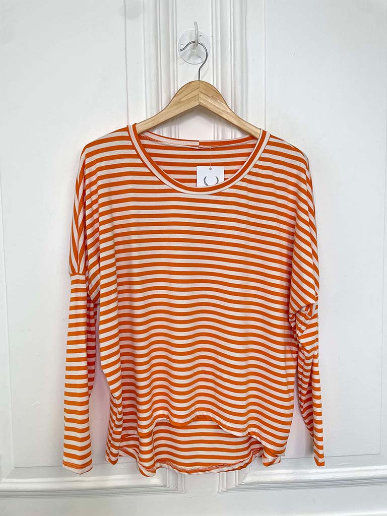 Striped Basic Jersey Top - Orange