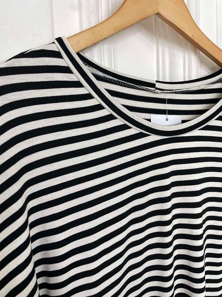 Striped Basic Jersey Top - Black