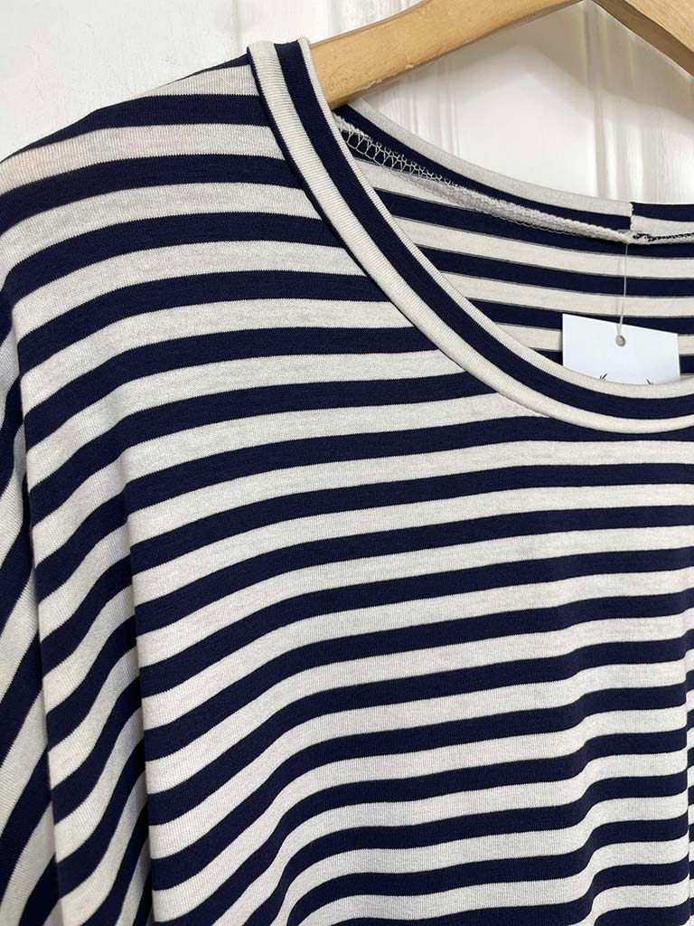 Striped Basic Jersey Top - Navy