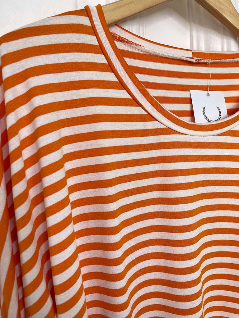 Striped Basic Jersey Top - Orange