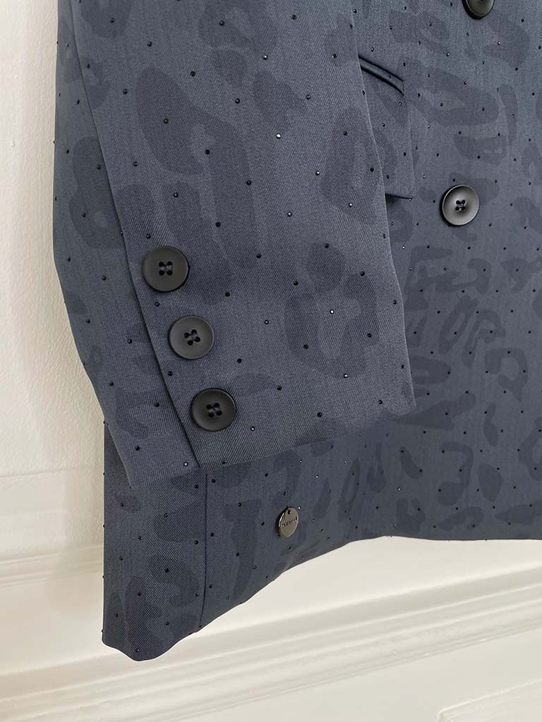 Malissa J Studded Leopard Blazer - Blue