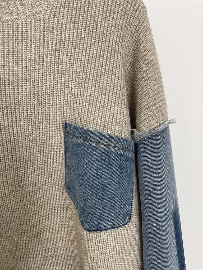 Malissa J Denim Sleeve Knit