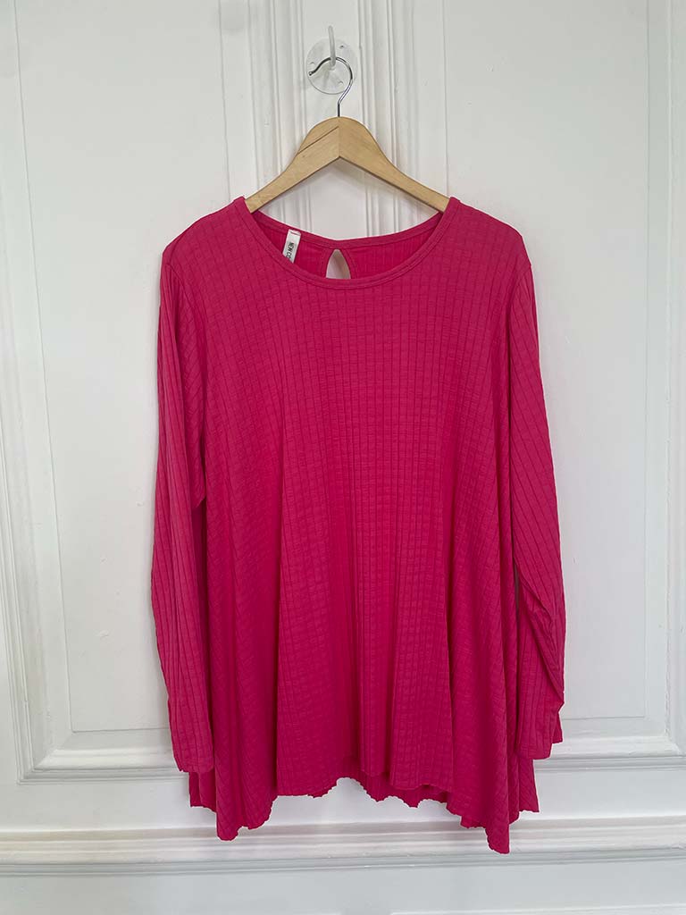 Ribbed Swing Top - Hot Pink