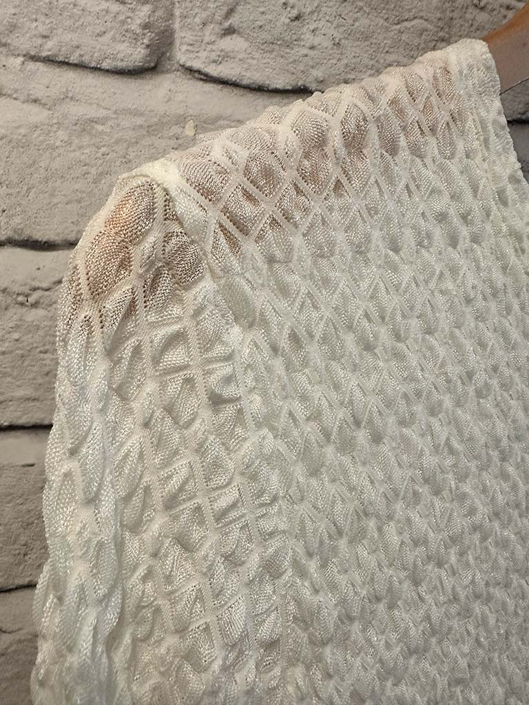 Honeycomb Mesh Layering Top - Cream