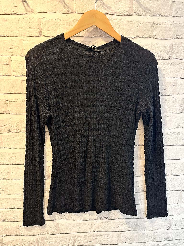 Honeycomb Mesh Layering Top - Black