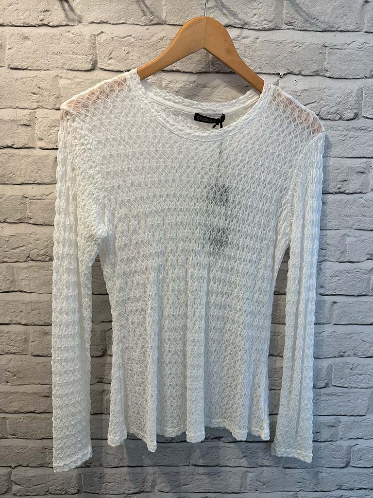 Honeycomb Mesh Layering Top - Warm White