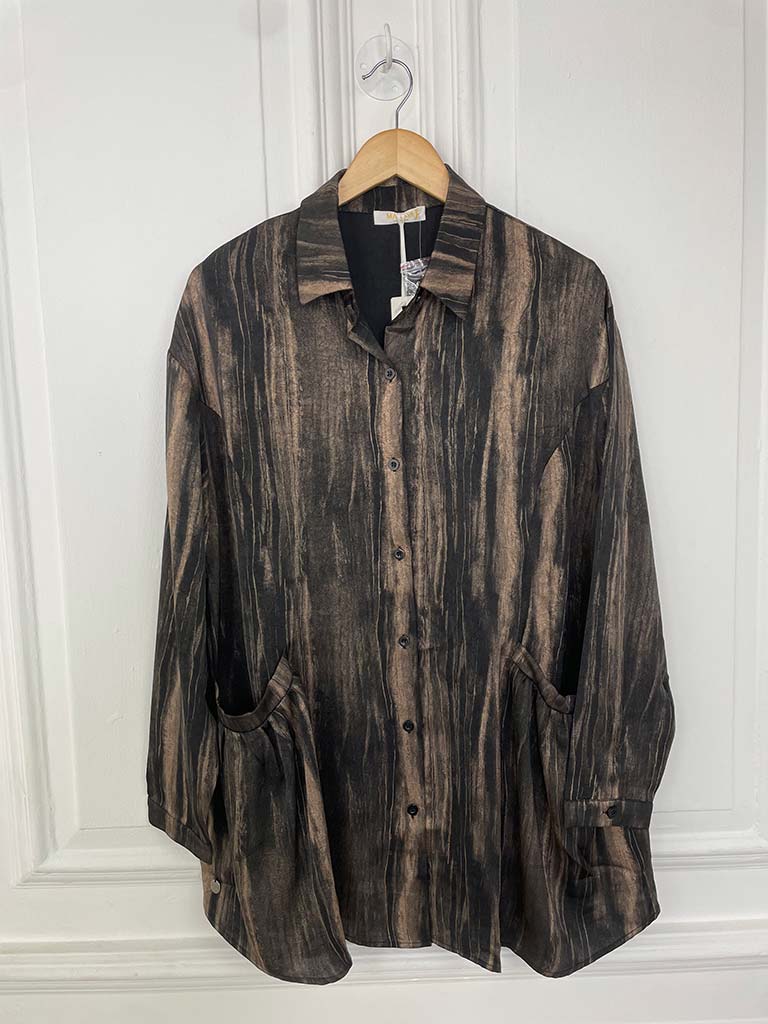 Malissa J Pocket Peplum Shirt - Bronze