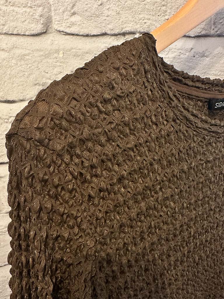 Honeycomb Mesh Layering Top - Chocolate