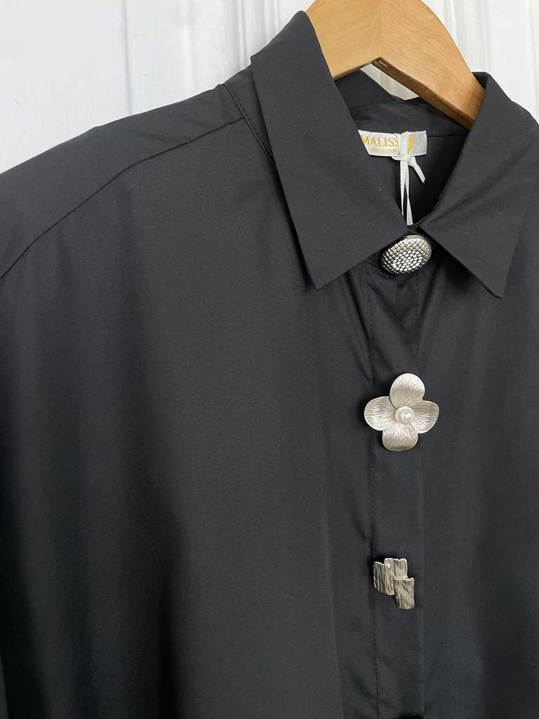 Malissa J Statement Button Shirt - Black