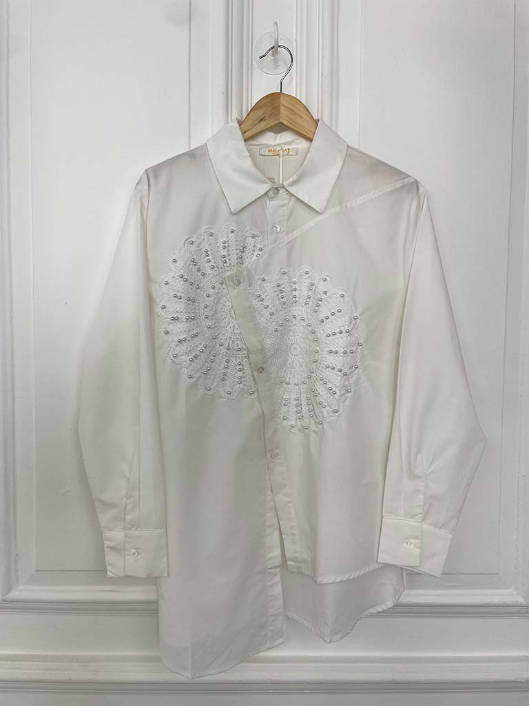 Malissa J Beaded Applique Shirt - White