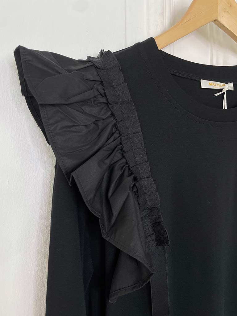 Malissa J Ruffle Shoulder Top - Black