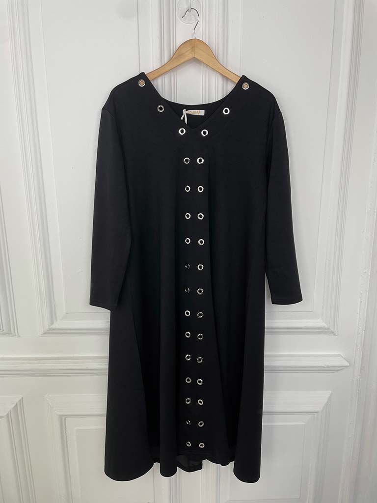 Malissa J Jersey Eyelet Dress - Black