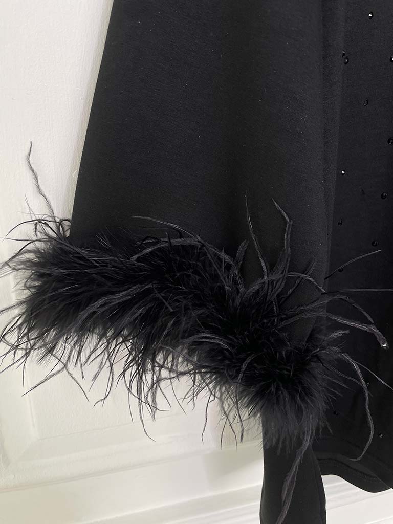 Malissa J Studded and Feather Trim Top - Black