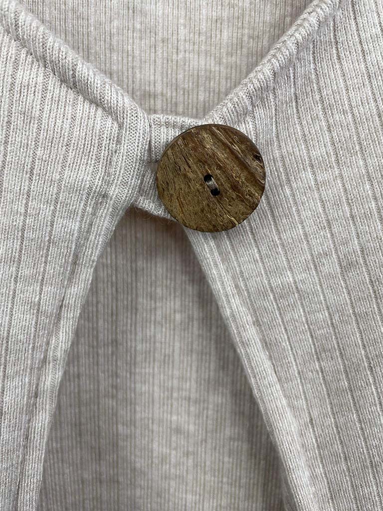 Ribbed Knit Cropped Jacket - Stone