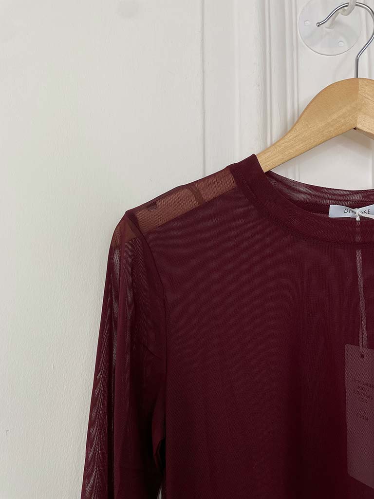 Luxe Mesh Layering Top - Bordeaux