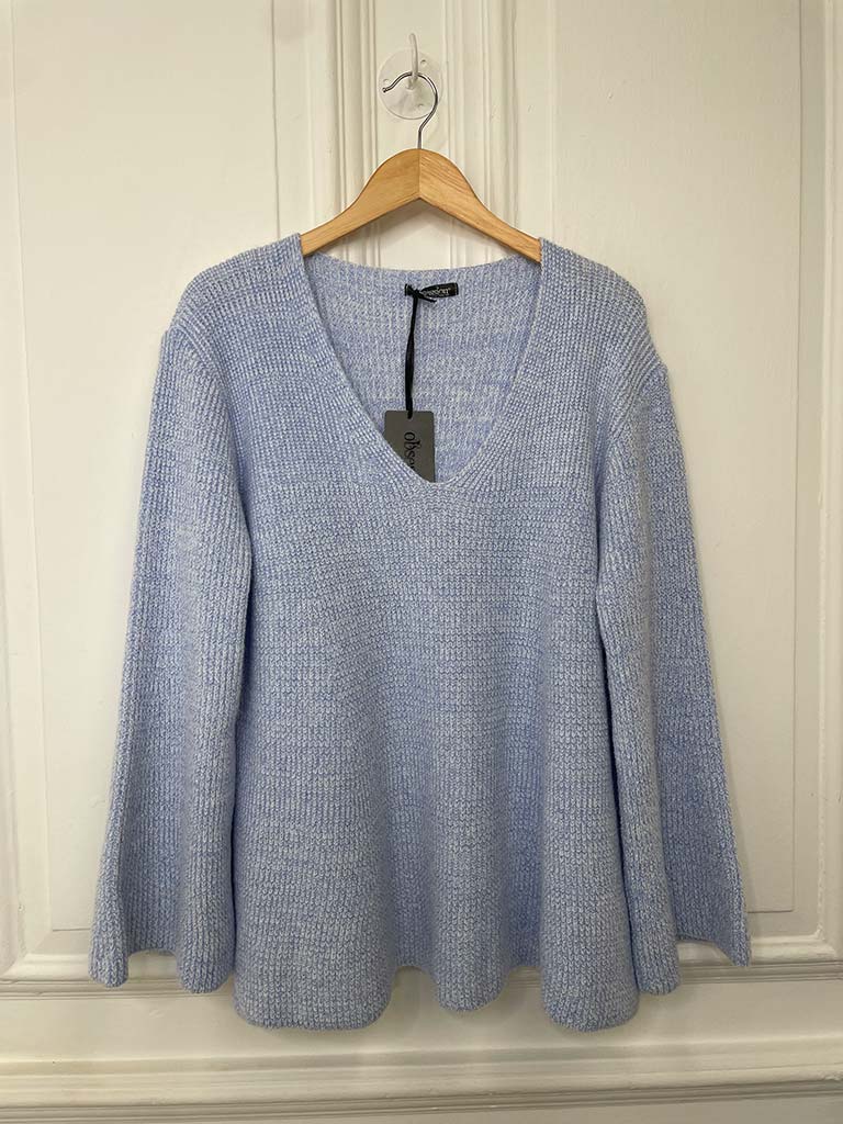 V-Neck Marl Knit - Powder Blue