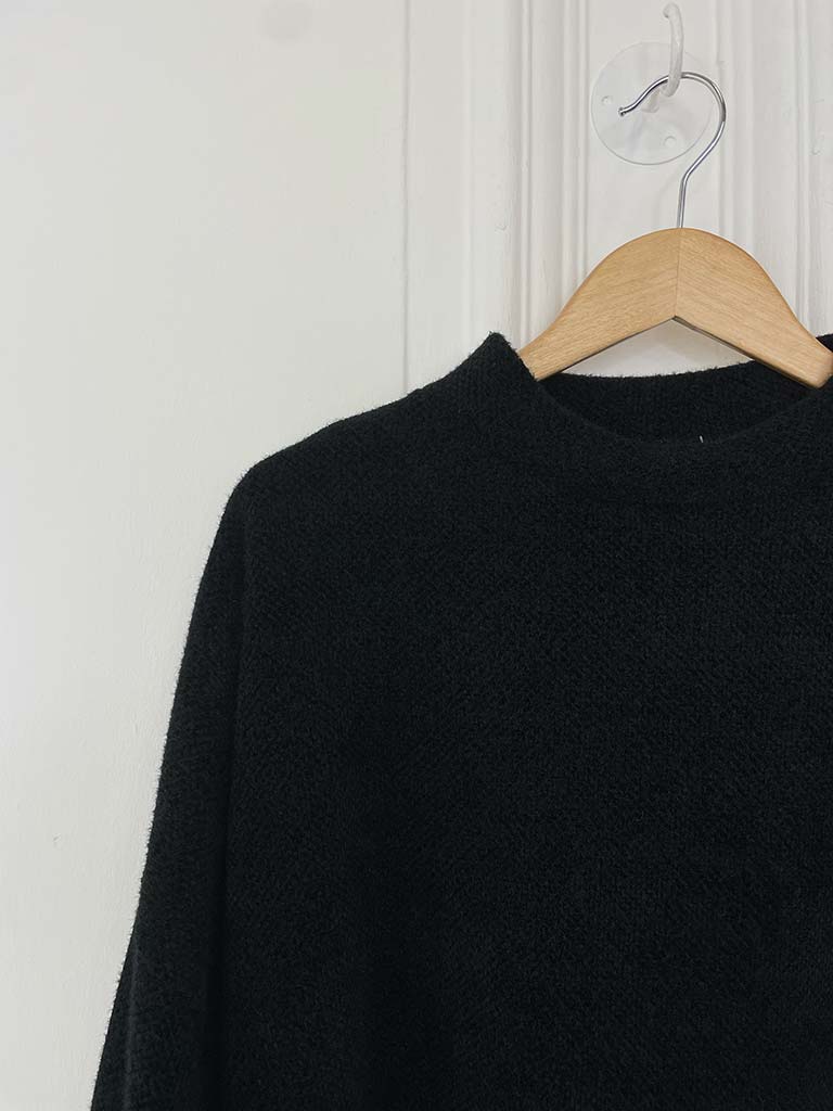 Chenille High Neck Knit - Black