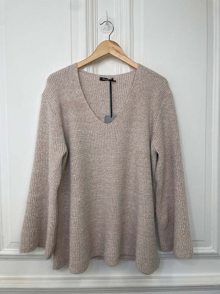 V-Neck Marl Knit - Oat