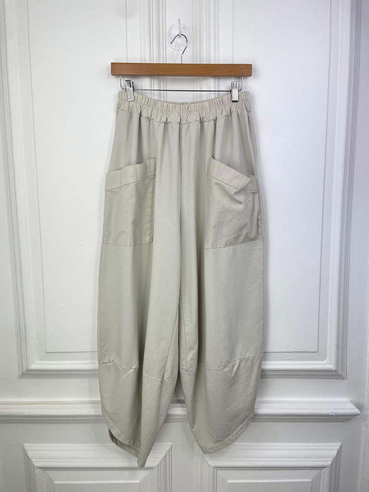 Jersey Pocket Cocoon Trousers - Stone