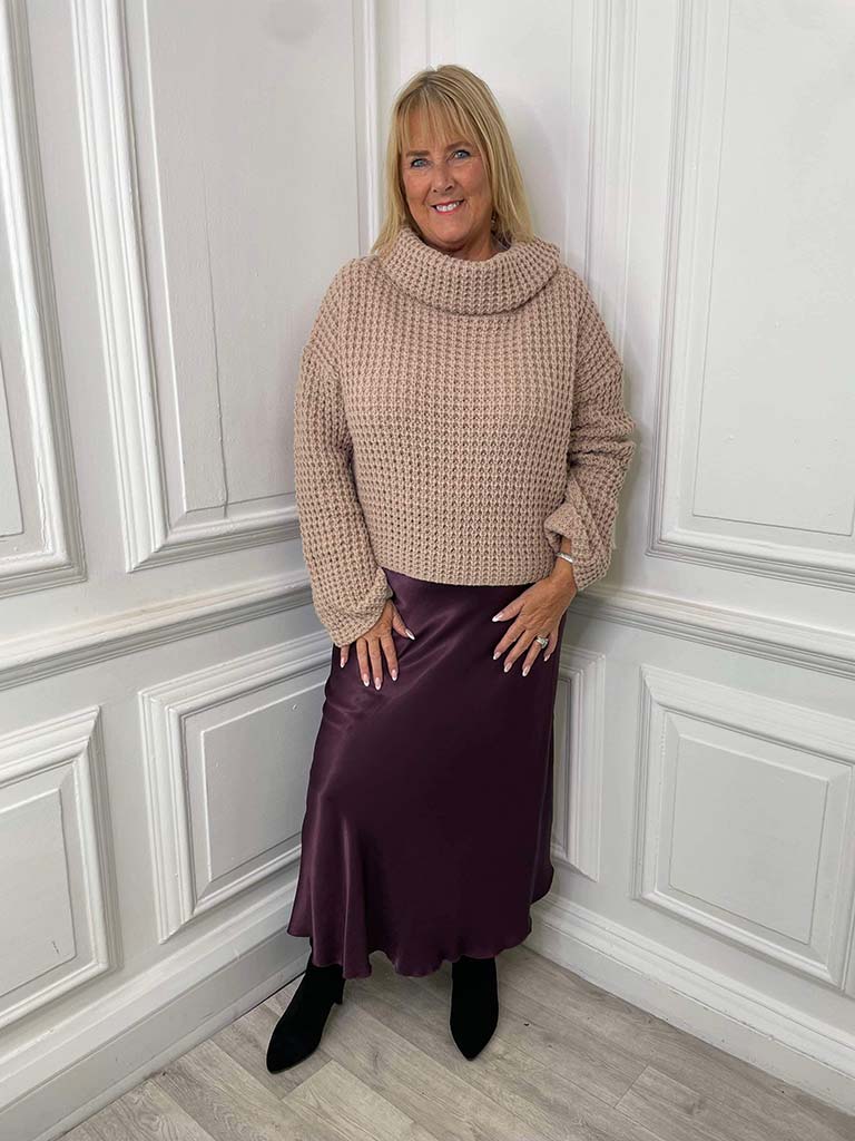 Chunky Roll Neck Knit - Dusky Pink