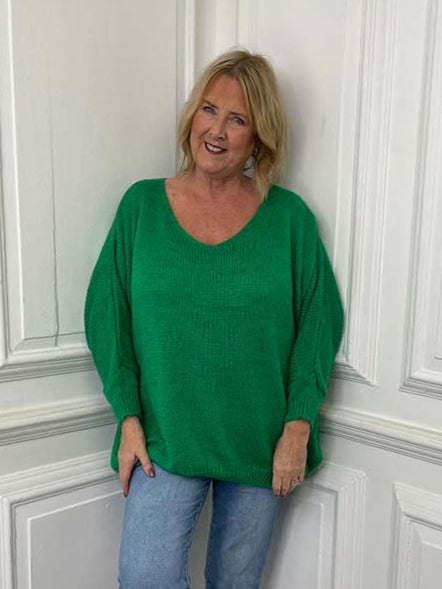 V-Neck Boyfriend Knit - Clover