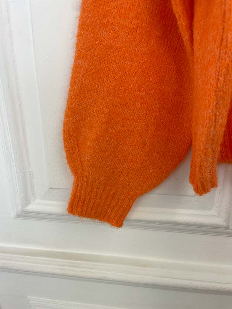 Ribbed High Neck Knit - Tangerine