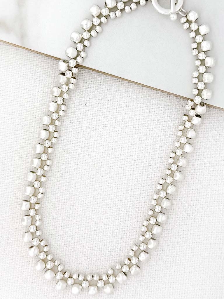 Envy Bubble Chain Collar Necklace - Silver