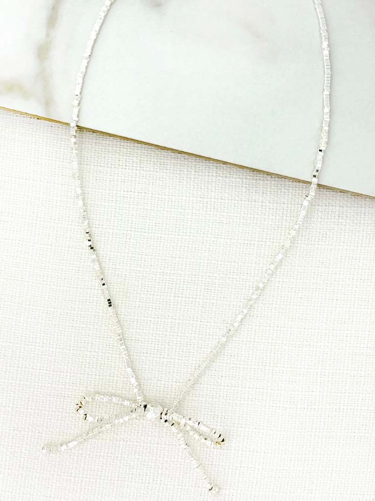 Envy Bow Necklace - Silver