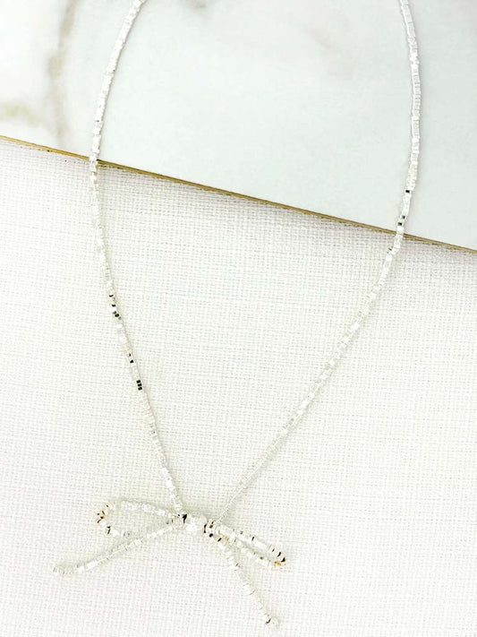 Envy Bow Necklace - Silver