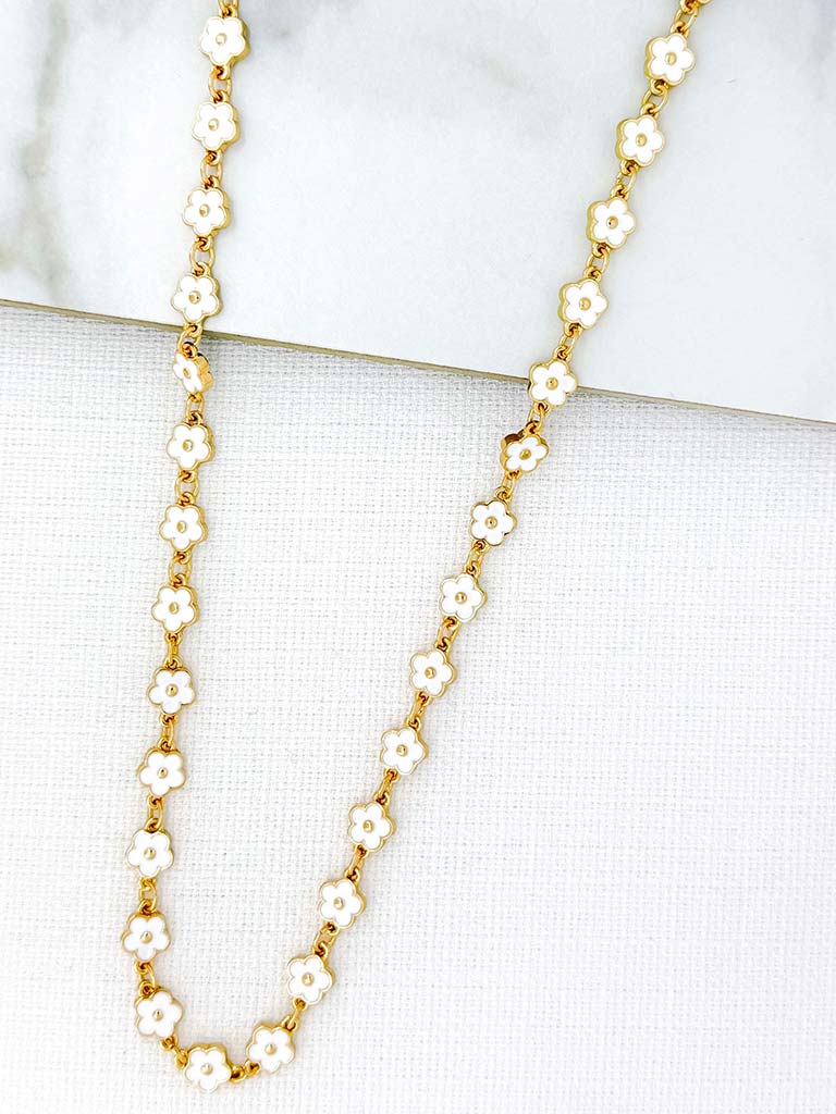 Envy Long Daisy Necklace - Gold