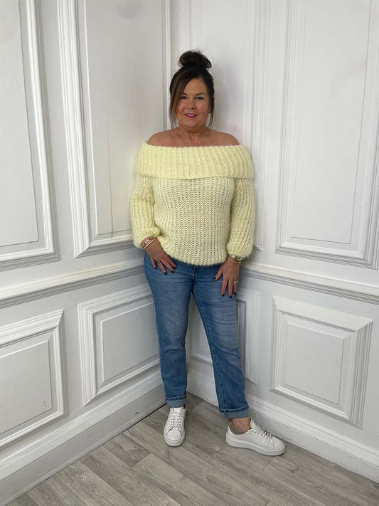 Soft Touch Bardot Knit - Lemon