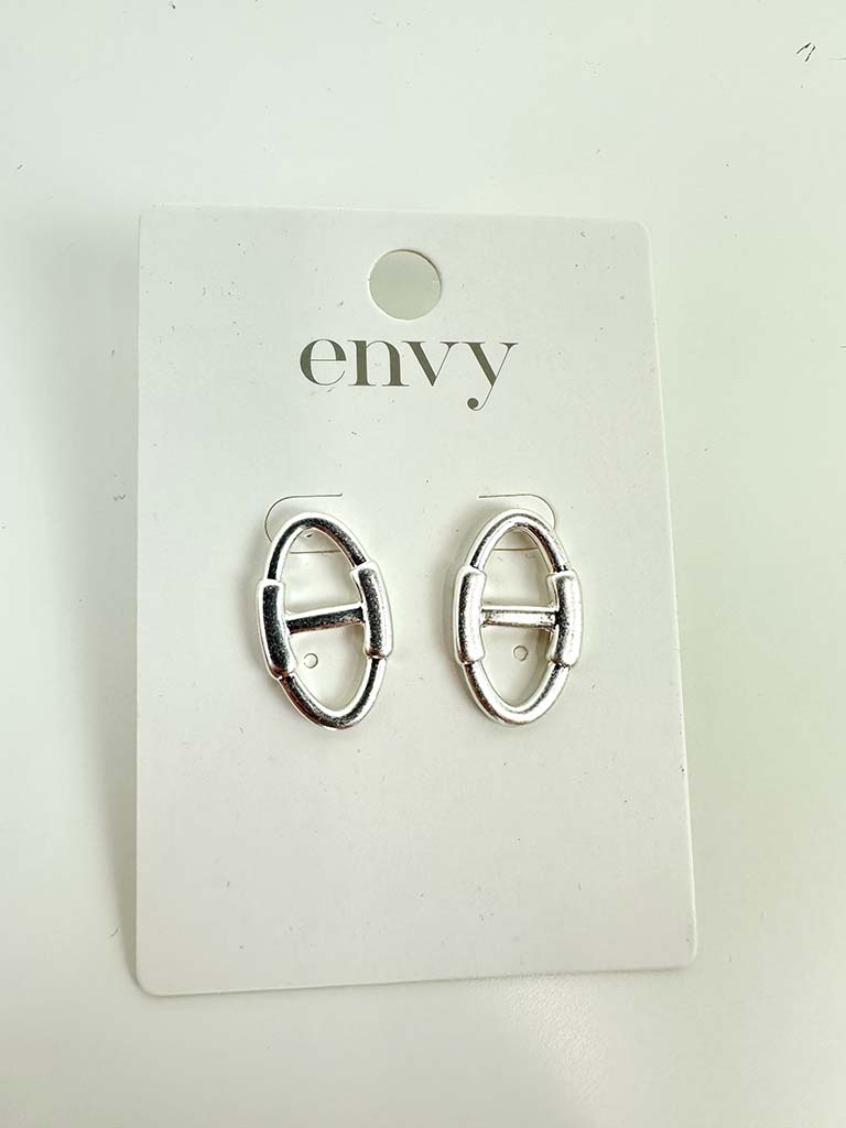 Envy Anchor Stud Earrings - Silver