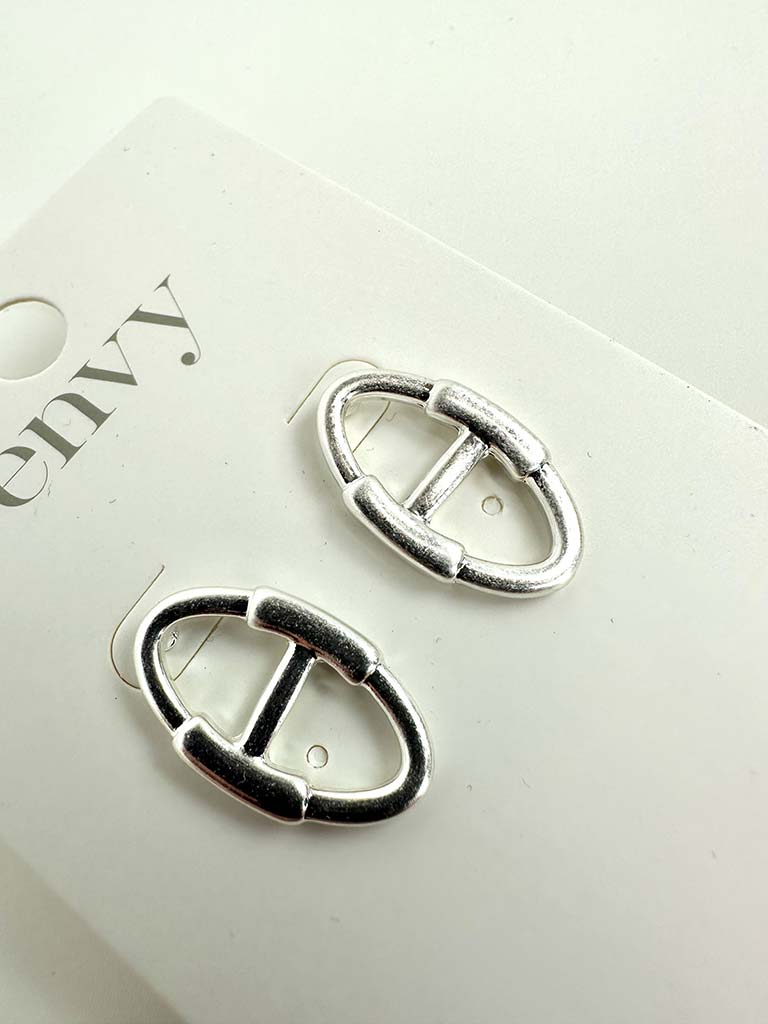 Envy Anchor Stud Earrings - Silver