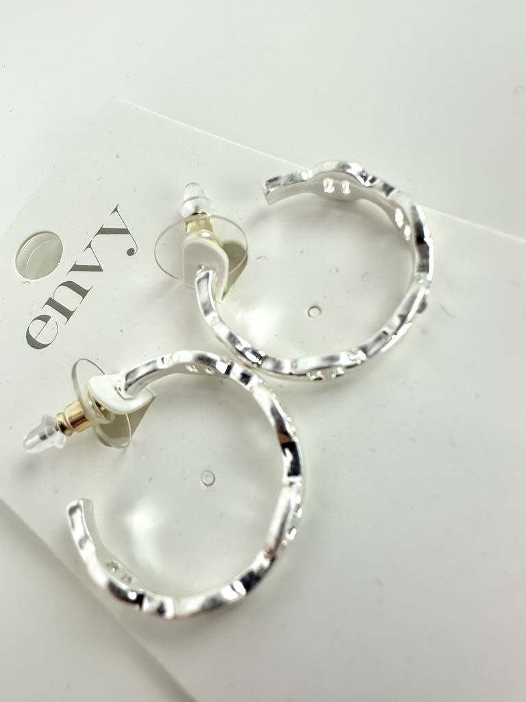 Envy Anchor Hoop Earrings - Silver