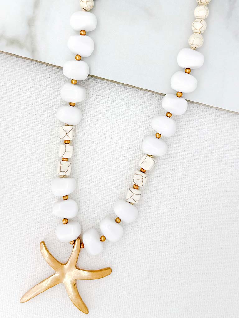 Envy Starfish Beaded Necklace - Gold