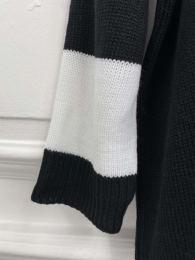 Asymmetric Block Stripe Knit - Black