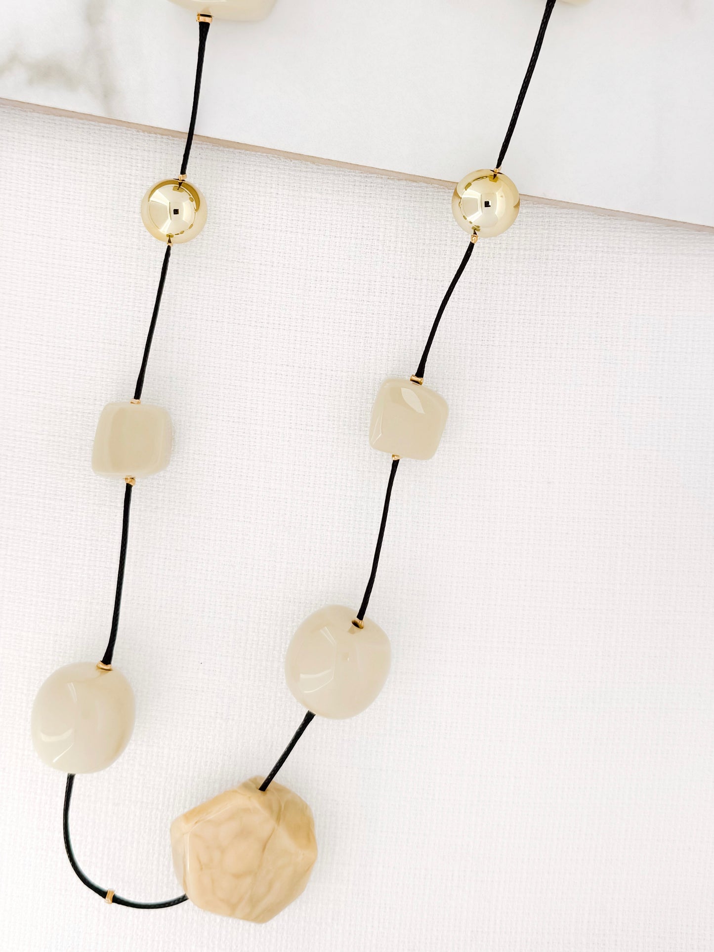 Envy Chunky Bead Necklace - Taupe & Gold