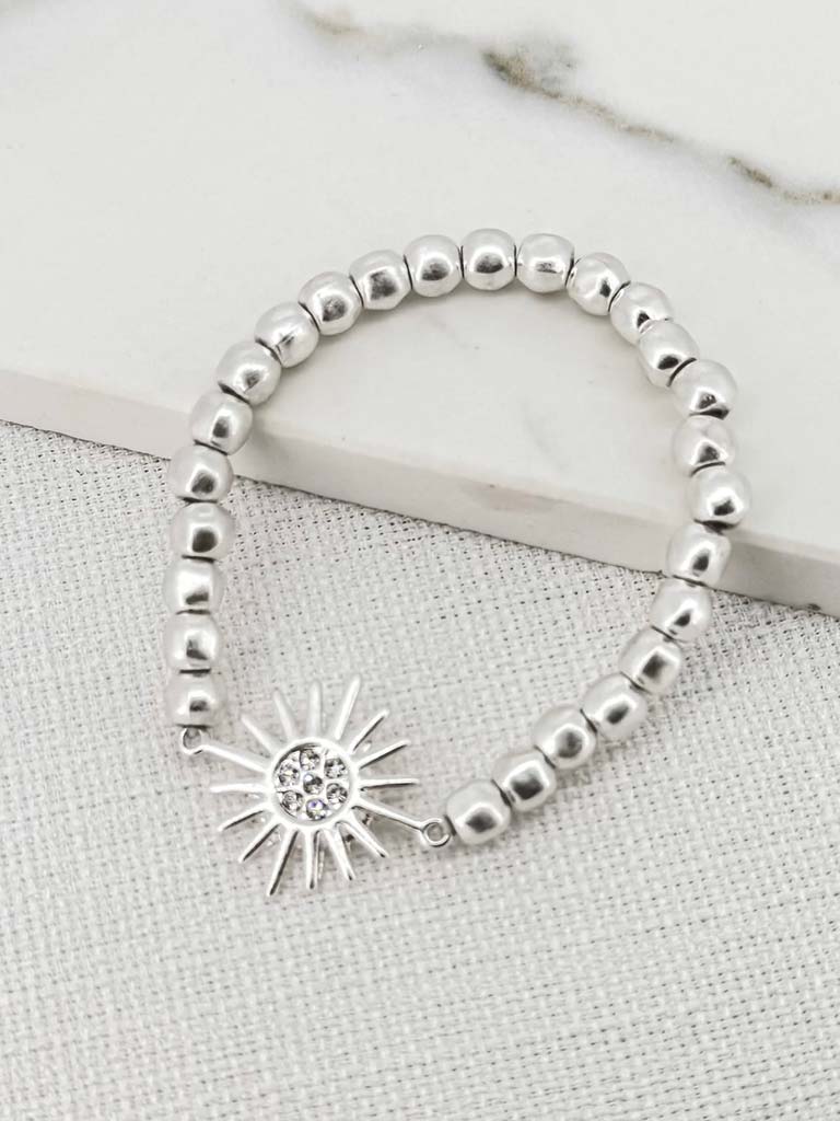 Envy Beaded Sun Bracelet - Silver