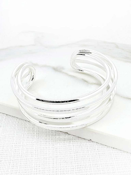 Envy Layered Bangle - Silver