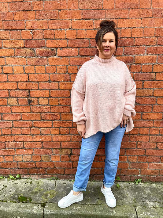 Exposed Seam Slouchy Knit - Dusky Pink