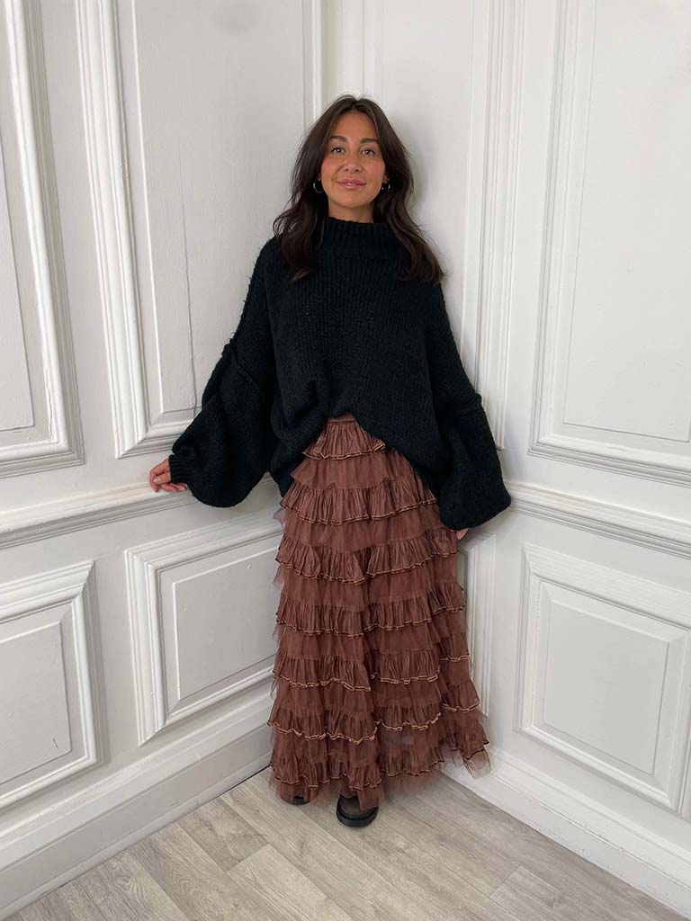 Ruffle Tulle Skirt - Coffee