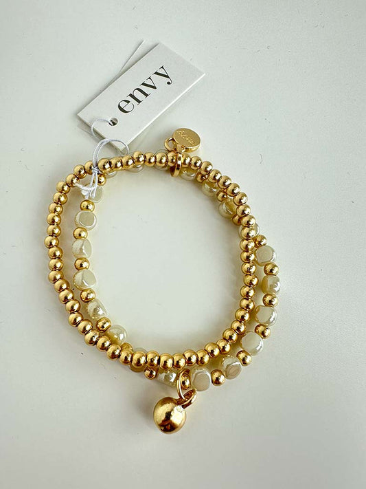 Envy Double Strand Beaded Bracelet - Gold