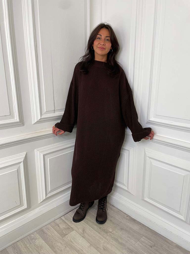 Chunky Knitted Dress - Dark Chocolate