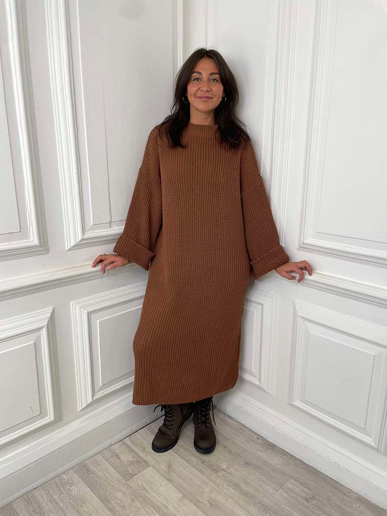 Chunky Knitted Dress - Burnt Umber