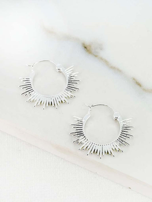 Envy Sun Hoop Earrings - Silver