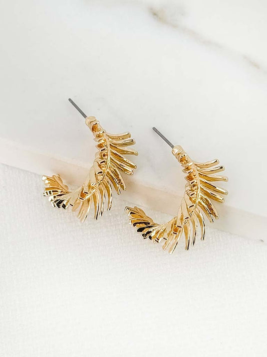 Envy Feather Hoop Earrings - Gold