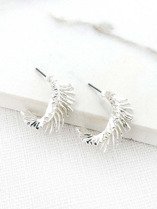 Envy Feather Hoop Earrings - Silver